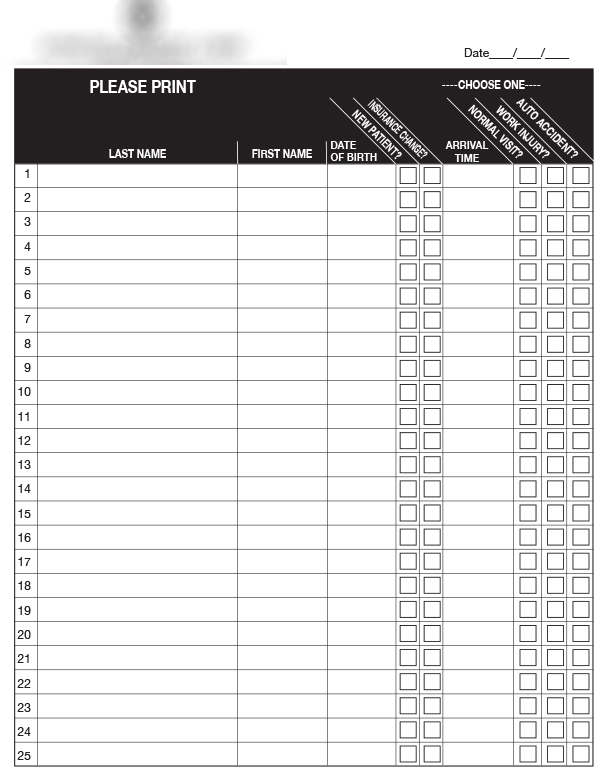 Customer Sign-in Sheet Example